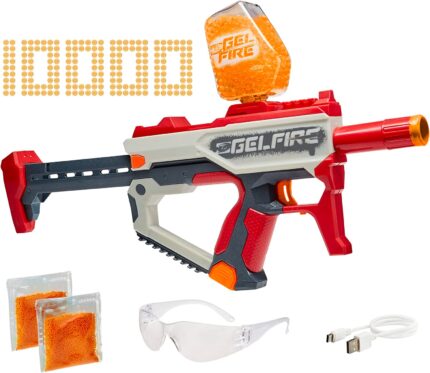 Nerf Pro Gelfire Mythic Full Auto Blaster & 10,000 Gelfire Rounds 800 Round Hopper Rechargeable Battery Eyewear Ages 14 & Up