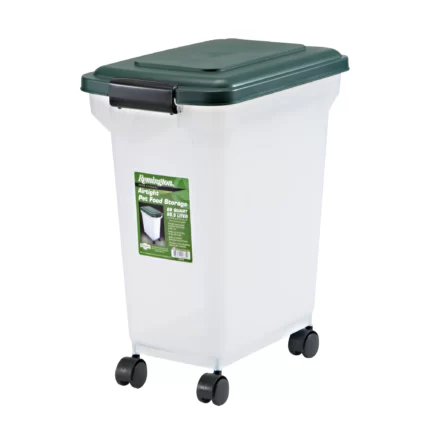 Remington 22 Pound Airtight Dog Food Container with Wheels Green
