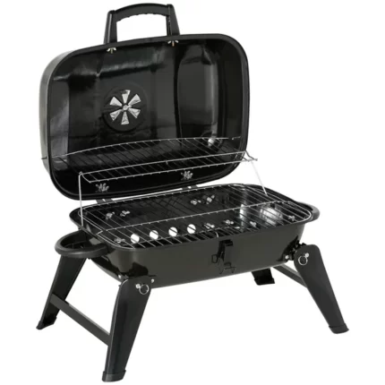 Outsunny 14” Iron Porcelain Portable Folding Outdoor Tabletop Charcoal Barbecue Grill