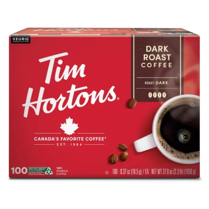 Tim Hortons Premium Dark Coffee Dark Roast (100 ct.)