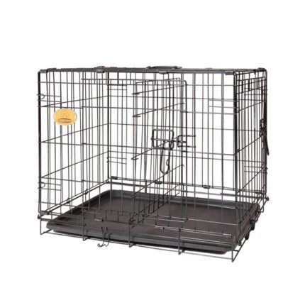 KennelMaster Double Door Folding Wire Dog Crate, Black, Small, 30"L 17 Pound