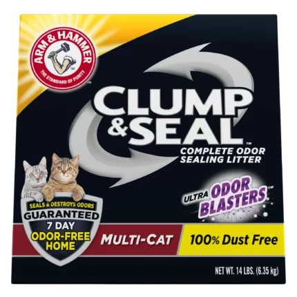 Arm & Hammer Clump & Seal Multi-Cat Complete Odor Sealing Clumping Cat Litter, 14 Pound (Pack of 2)