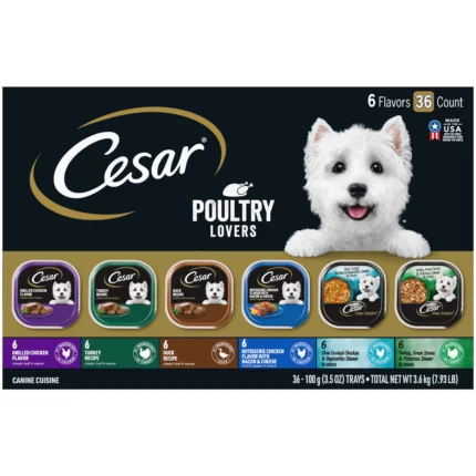 CESAR Classic Poultry Lovers Variety Wet Dog Food Variety Pack 36 Pack 3.5 ounce Trays