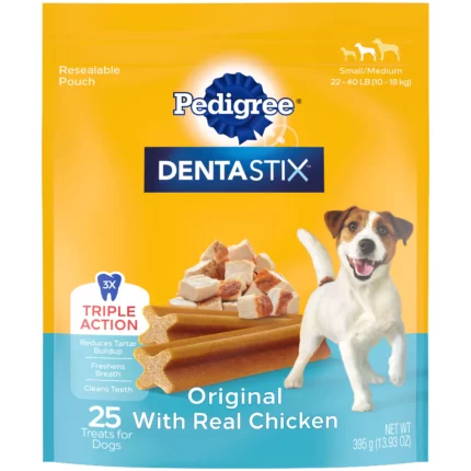 PEDIGREE DENTASTIX Small & Medium Dog Dental Treats Original Flavor Dental Bones 14.1 ounce Pack (25 Treats)(Pack Of 2)