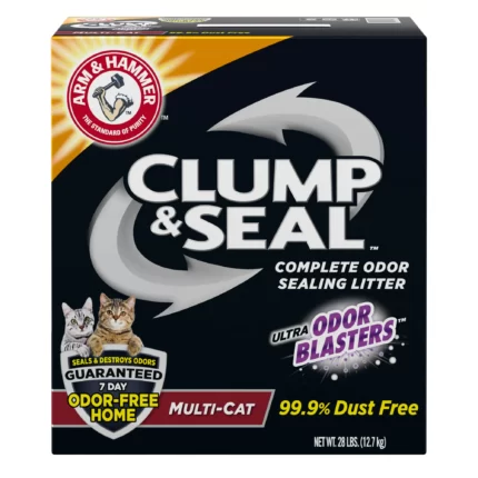 Arm Hammer Clump Seal Litter Multi-Cat Complete Odor Sealing Clumping Clay Cat Litter, 28 Pound