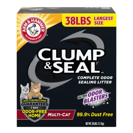 Arm & Hammer Clump & Seal Multi-Cat Complete Odor Sealing Clumping Cat Litter, 38 Pound
