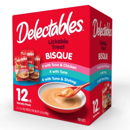 Delectables Bisque Chicken, Tuna & Shrimp Flavor Topper & Soft Treat for Cat, 1.4 Ounce (12 X 2 Count)