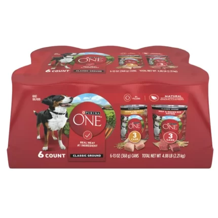 Purina ONE Natural Wet Dog Food Variety Pack Chicken and Brown Rice and Beef and Brown Rice Entrees 13 ounce Cans(6 X 2 Pack) (Flavor:Chicken / Beef Pate)