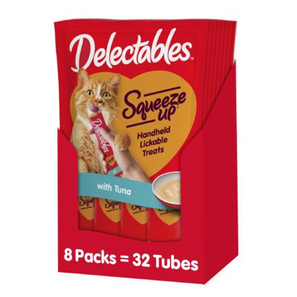 Hartz Delectables Squeeze Up Tuna Interactive Lickable Wet Cat Treat, 0.5 Ounce Tube (32 Count)