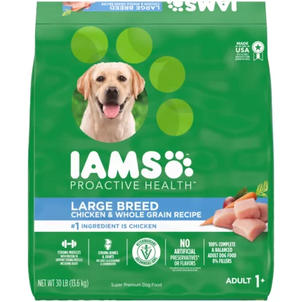 IAMS High Protein with Real Chicken Flavor Dry Dog Food for Large Breed Adult Dog 30 Pound Bag
