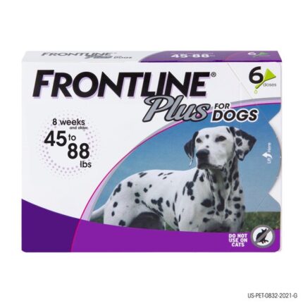 FRONTLINE Plus for Dogs Flea and Tick Treatment Large Dog 45-88 Pound Purple Box 6 Count