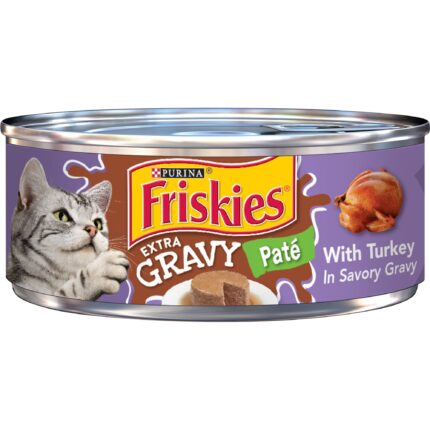 Friskies Gravy Pate Wet Cat Food, Extra Gravy Pate With Turkey in Savory Gravy, 5.5 Ounce Cans (24 Pack)