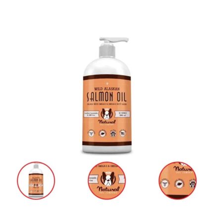 Natural Dog Company Wild Alaskan Salmon Oil for Dogs Omega 3 & 6 Supplement with EPA & DHA Supports Immune System Heart Health Joint Function and Skin & Coat All Natural 32 Fluid Ounce Bottle