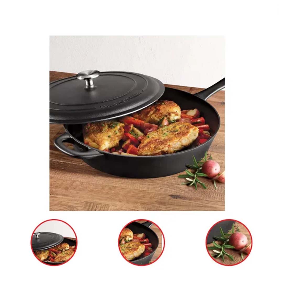  Tramontina Covered Cast Iron Skillet 12.5 inch, 80131/340DS:  Home & Kitchen