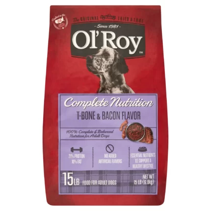 Ol' Roy Complete Nutrition T-Bone Bacon Flavor Dry Dog Food 15 Pound (Pack of 2)