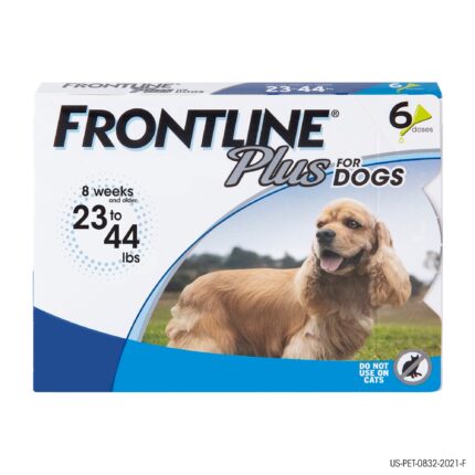 FRONTLINE Plus for Dogs Flea and Tick Treatment Medium Dog 23-44 Pound Blue Box 6 Count