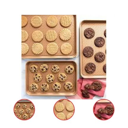 Nordic Ware 3 Piece Nonstick Baking Sheet Set, Honeycomb Texture (Copper)
