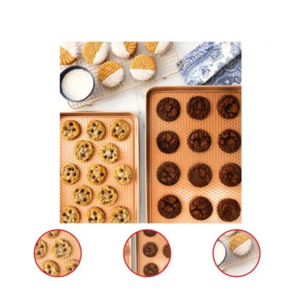 Nordic Ware 3 Piece Nonstick Baking Sheet and Cooling Rack Set (Copper)