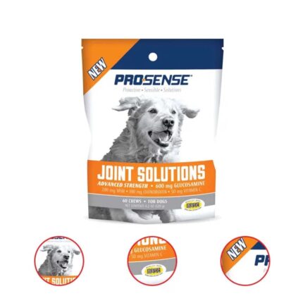 Pro-Sense Hip And Joint Solutions 60 Count For Dogs Advanced Strength Glucosamine Chews (Pack Of 2)