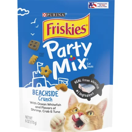 Friskies Cat Treats Party Mix Beachside Crunch 6 Ounce Pouch (Pack of 5)