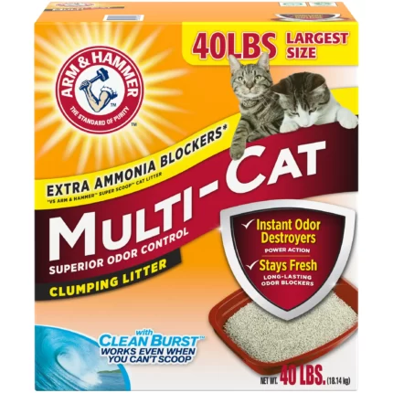 Arm & Hammer Multi-Cat Superior Odor Control with Clean Burst Clumping Cat Litter 40 Pound