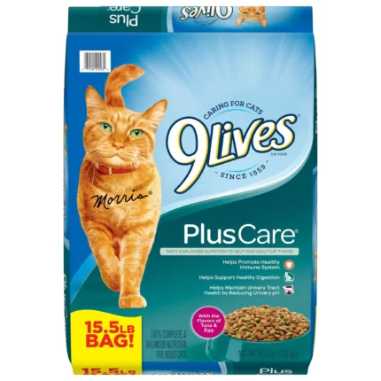 9Lives Plus Care Dry Cat Food With Tuna & Egg Flavors 15.5 Pound Bag (Pack of 2)