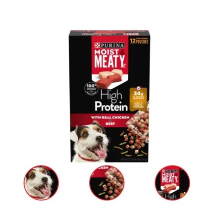 Purina Moist Meaty High Protein Dry Dog Food High Protein With Real Chicken Beef 72 Ounce Box (Pack Of 2)
