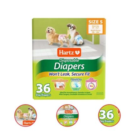 Hartz Disposable Dog Diapers for Female and Male Dogs or Puppies Superior Leak Proof Protection Size Small Pack of 36