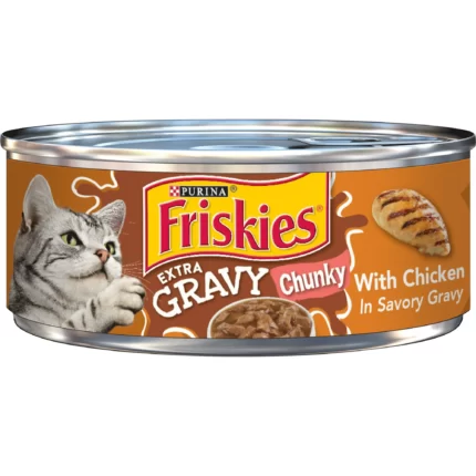 Friskies Gravy Wet Cat Food Extra Gravy Chunky With Chicken in Savory Gravy 5.5 Ounce Cans (24 Pack)
