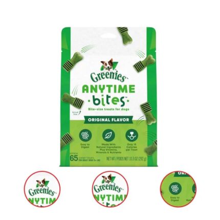 GREENIES ANYTIME BITES Original Flavor Bite Size Dental Chew Treats for Dogs 10.3 Ounce Pouch