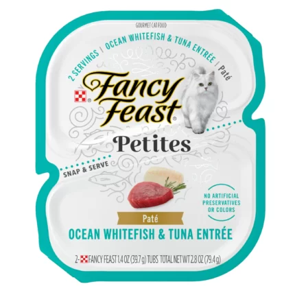 Fancy Feast Gourmet Pate Wet Cat Food Petites Ocean Whitefish & Tuna Entree 2.8 Ounce Tubs (12 X 2 Pack)