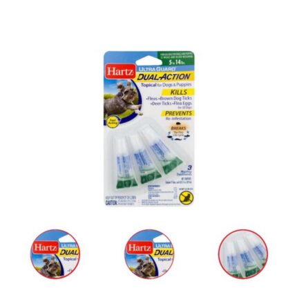 Hartz UltraGuard Dual Action Flea And Tick Topical For Small Dogs 3 Monthly Treatments(Pack of 3)