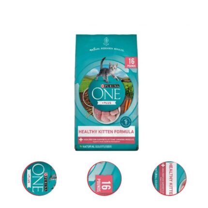 Purina ONE High Protein Natural Dry Kitten Food +Plus Healthy Kitten Formula 16 Pound Bag