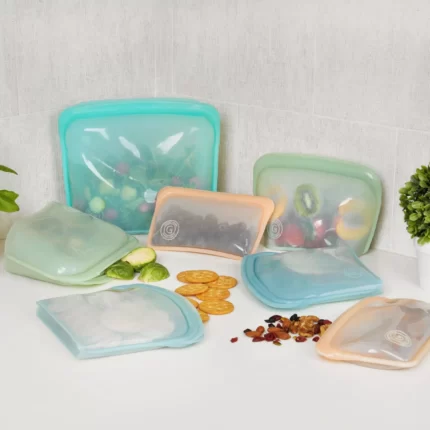 Honest Goods Silicone Food Grade Reusable Storage Bag 7 Pack Meal Prep Snacks Kid Food Airtight Leak-Proof Premium Silicone Storage Bags (Multi color)