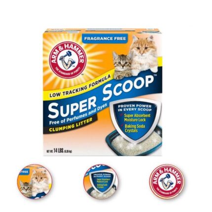 Arm Hammer Super Scoop Fragrance Free Clumping Clay Cat Litter 14 Pound (Pack of 2)