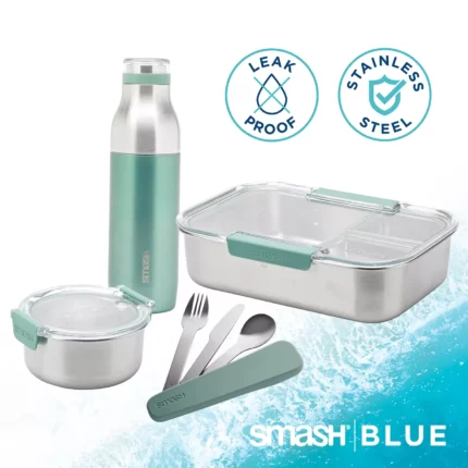 Eco Bento Kit and Water Bottle 7 Piece - Sage