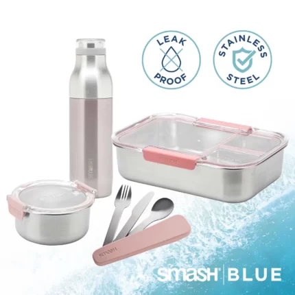 Eco Bento Kit and Water Bottle 7 Piece - Blush