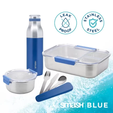 Eco Bento Kit and Water Bottle 7 Piece - Blue