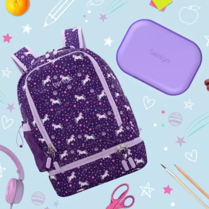 Bentgo 2-In-1 Backpack & Lunch Bag and Bentgo Kids Chill Lunch Box - Unicorn