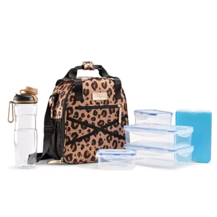 Fit & Fresh 7-Piece Deluxe Athleisure Lunch Bag Set - Leopard
