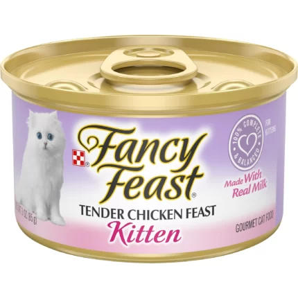 Fancy Feast Grain Free Pate Wet Kitten Food Tender Chicken Feast 3 Ounce Cans (24 Pack)