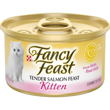 Fancy Feast Grain Free Pate Wet Kitten Food Tender Salmon Feast 3 Ounce Cans (24 Pack)