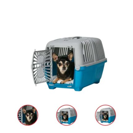 Spree 19 Inches Travel Pet Carrier Blue with Plastic Door