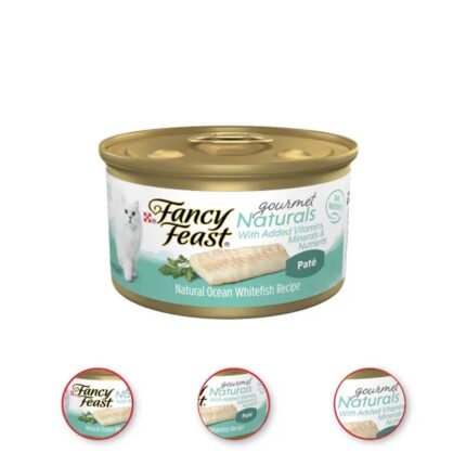 Fancy Feast Grain Free Wet Cat Food Pate Gourmet Naturals Ocean Whitefish Recipe 3 Ounce Cans (12 X 2 Pack)