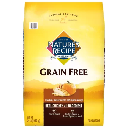 Nature′s Recipe Dry Dog Food Grain Free Chicken Sweet Potato & Pumpkin Recipe 24 Pound Bag