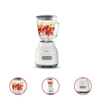 Oster Easy to Use 6 Cup Glass Jar Blender Food Chopper and Ice Crush Smoothie Blender White