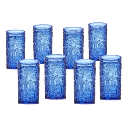 Jax Highball Glassware, Set of 8 (Blue)