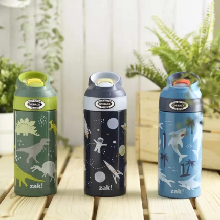 Zak Designs 14-oz Stainless Steel Vacuum Insulated Water Bottle, 3-piece set  (Mixed Boy)