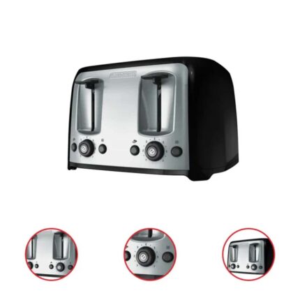 BLACK+DECKER 4 Slice Toaster with Extra Wide Slots Black & Silver