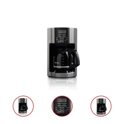 Mr Coffee 12 Cup Programmable Coffeemaker Rapid Brew Brushed Metallic Black